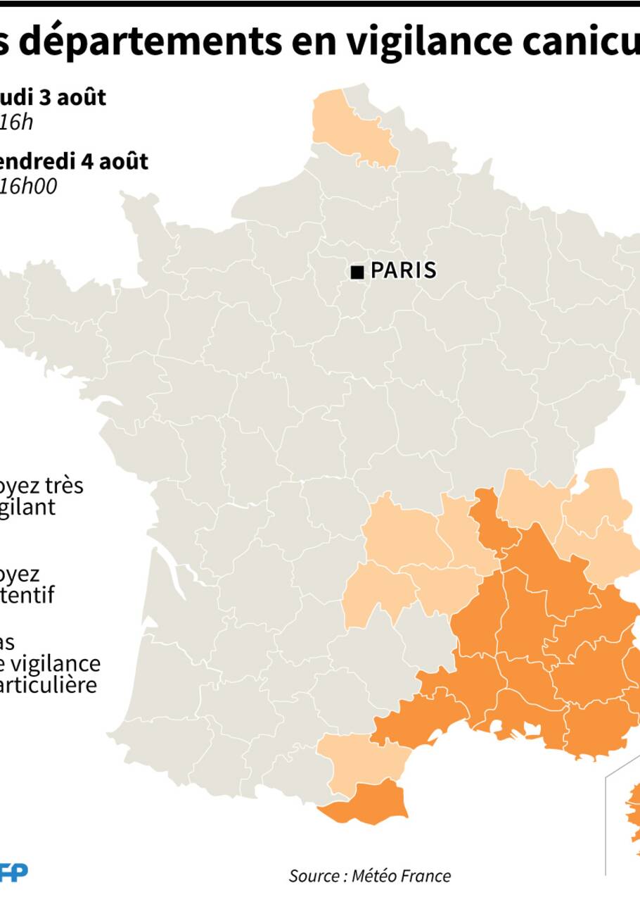 Le sud-est de la France écrasé par la chaleur et pollué à l'ozone par endroits