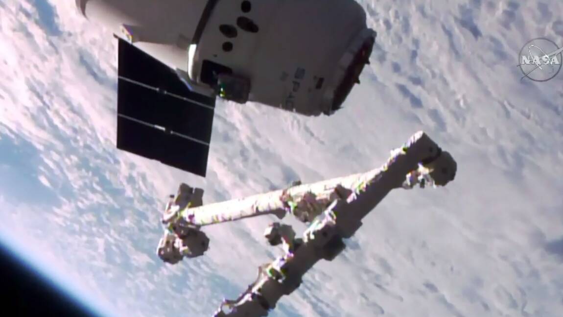 La capsule "recyclée" Dragon de la société SpaceX arrivée à l'ISS
