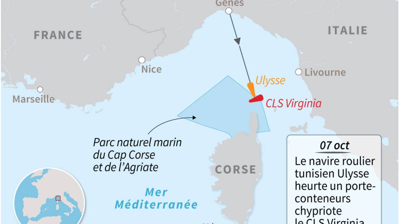 Collision au large de la Corse: les deux navires séparés