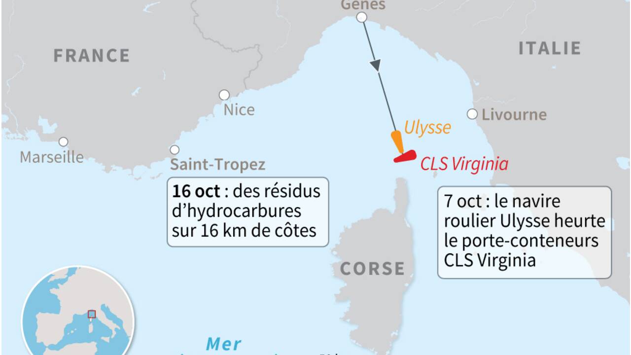 Collision au large de la Corse: du pétrole sur des plages de Saint-Tropez