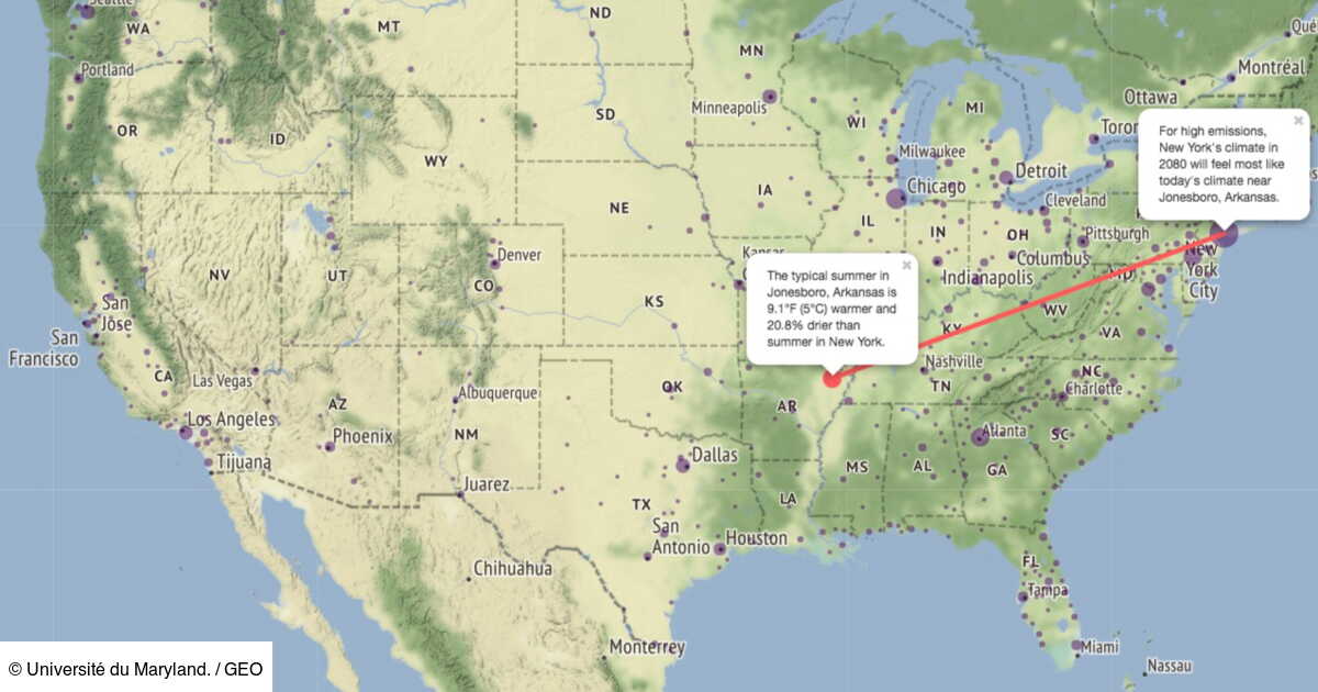 Cette Carte Montre A Quoi Ressemblera Le Climat Aux Etats Unis Dans 60 Ans Geo Fr