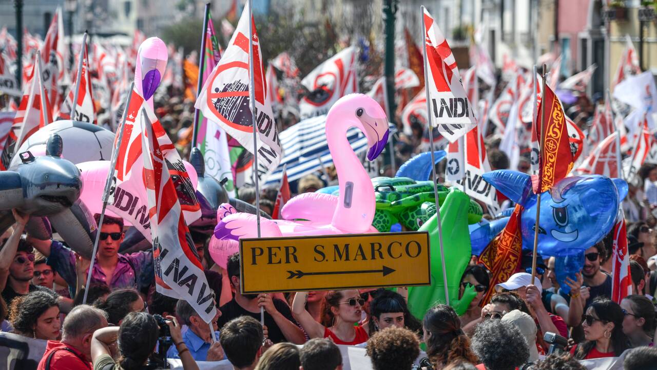 A Venise, une manifestation pour interdire le passage des paquebots