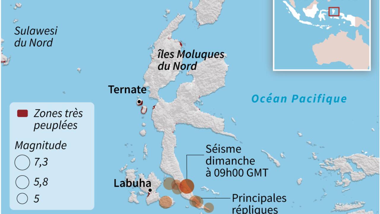 Indonésie: un séisme de magnitude 7,3 frappe les îles Moluques