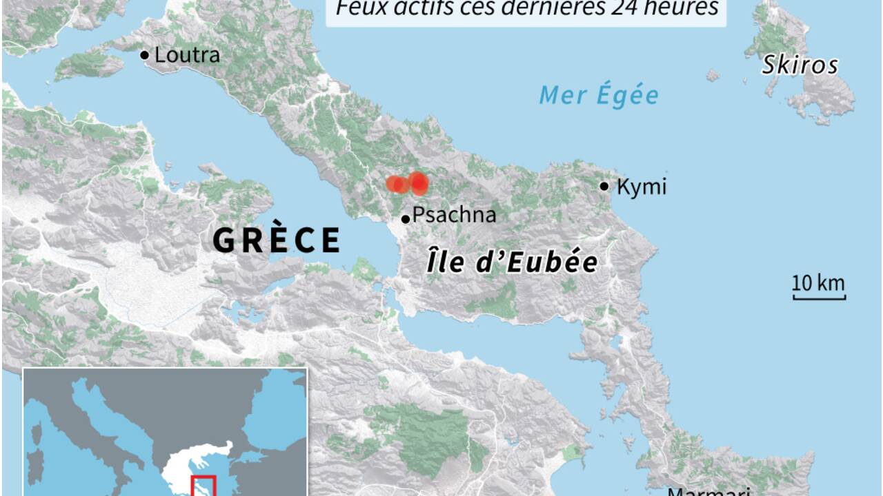 Grèce: des progrès contre l'incendie qui ravage l'île d'Eubée