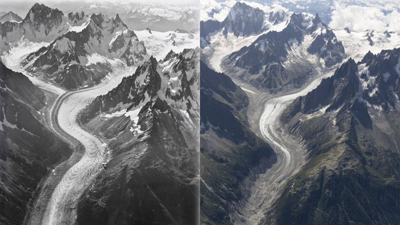 Des photos aériennes révèlent comment des glaciers du Mont-Blanc ont changé en 100 ans