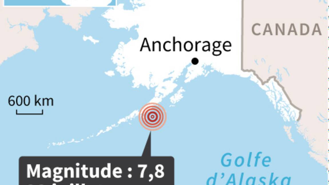 Séisme de 7,8 au large de l'Alaska, brève alerte tsunami
