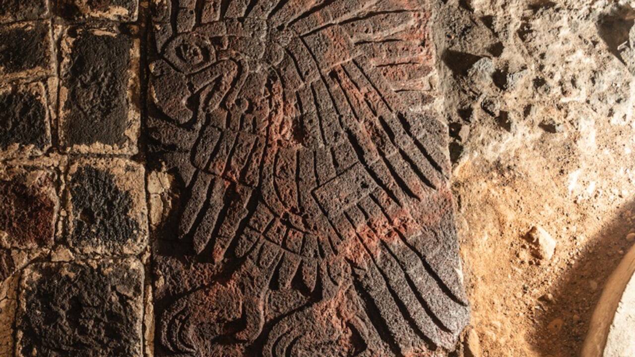 Une sculpture d'aigle refait surface près d'un temple aztèque à Mexico