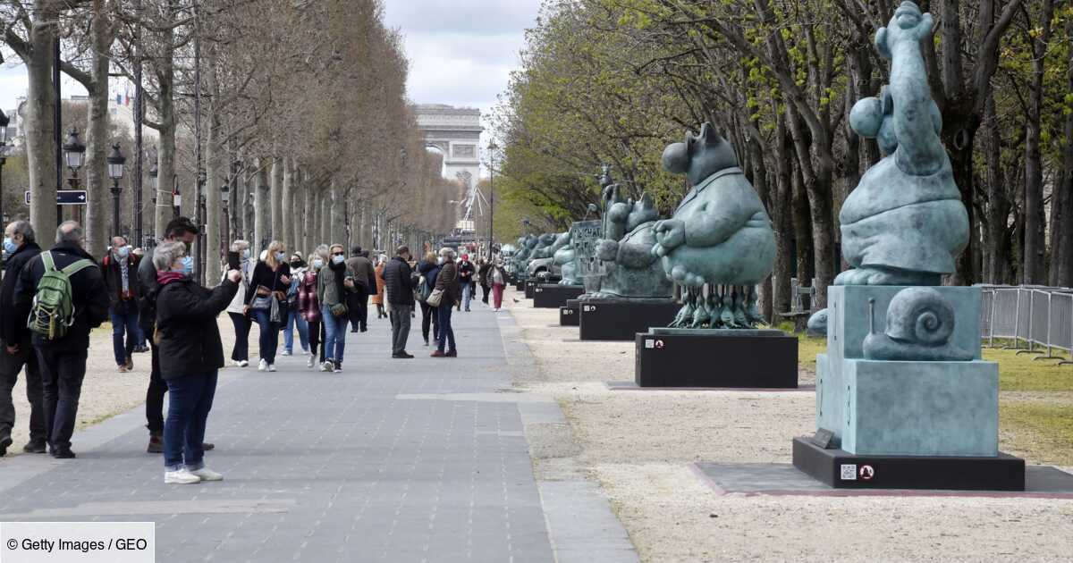 Les Chats De Geluck S Exposent En Plein Air Sur Les Champs Elysees Geo Fr