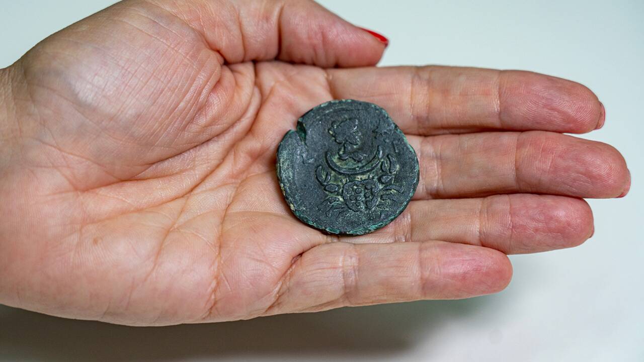 Une rare pièce de monnaie ancienne représentant la déesse de la Lune découverte dans la mer en Israël