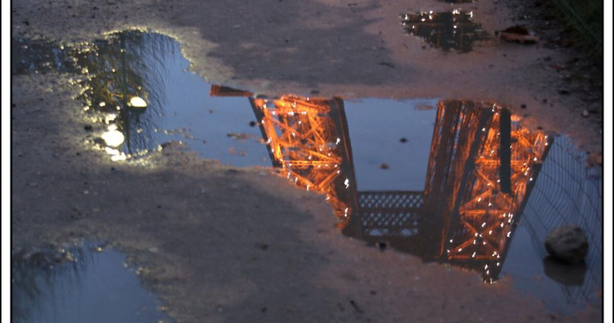 Reflet d'une flaque d'eau , L'édifice de Gustave Eiffel... Geo.fr