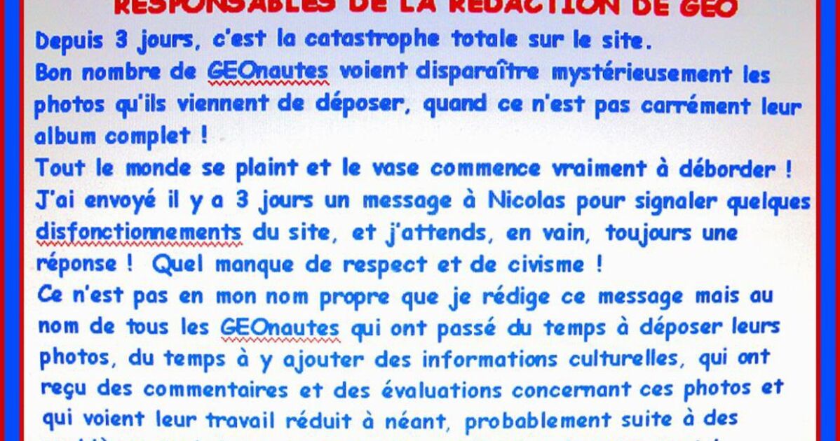 POUR LA REDACTION DE GEO,  Geo.fr