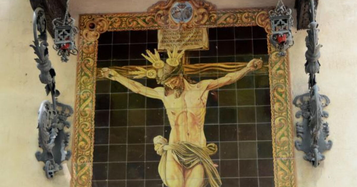 Christ du calvaire 2, Azulejo avec son décor. Geo.fr