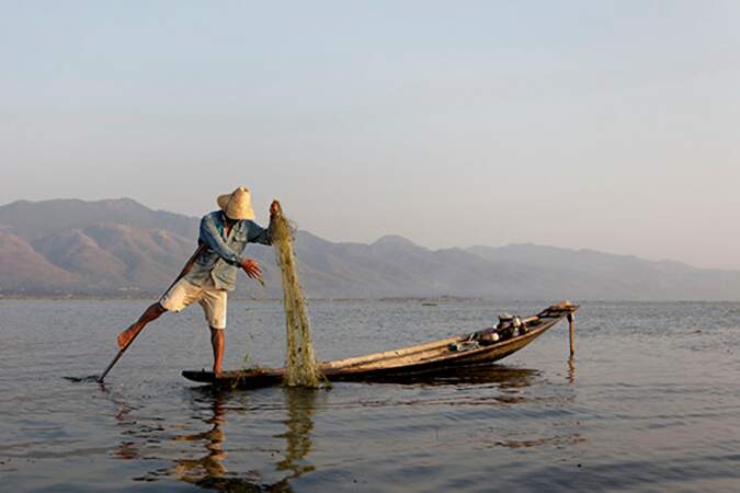 Scène de pêche en Birmanie 