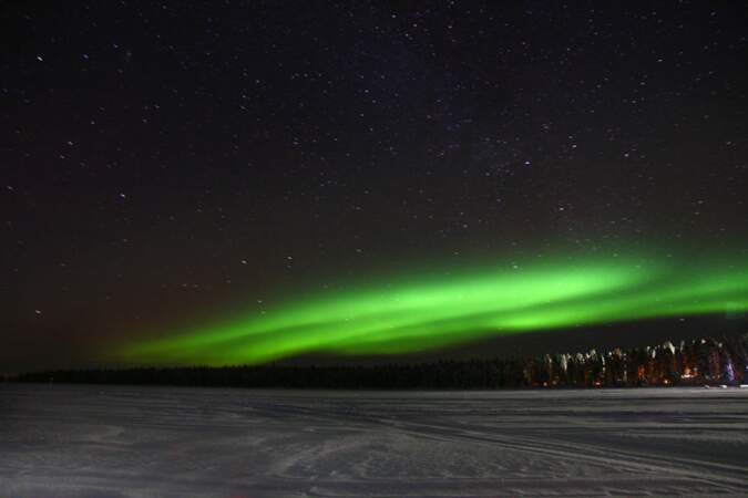Aurore boréale en Laponie, nord de la Finlande