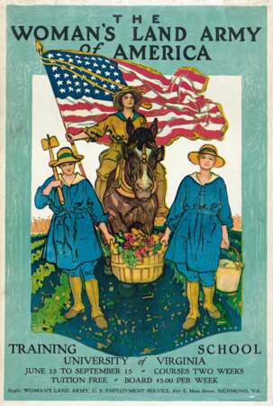 « L’armée des femmes de la terre d’Amérique. » Herbert Andrew Paus. 1918, États-Unis