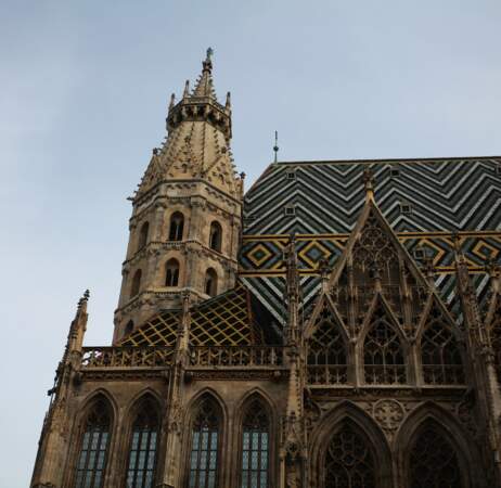 La cathédrale gothique de Saint-Etienne avec ses tuiles colorées aux formes géométriques