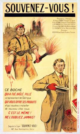 « Souvenez-vous, ce Boche qui a tué, brûlé, pillé. » Fernand-Louis Gottlob. 1919, France