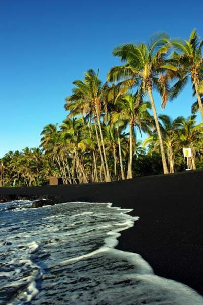 La plage basaltique de Punalu’u à Hawaï 