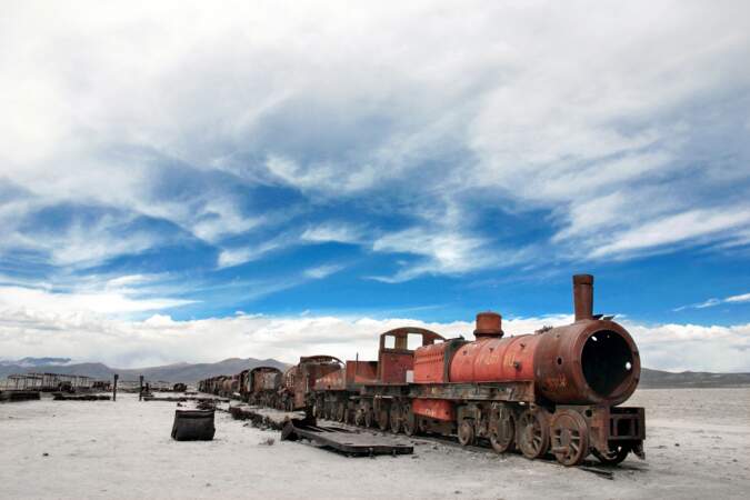 Cimetière ferroviaire à proximité d’Uyuni, dans l’Altiplano bolivien