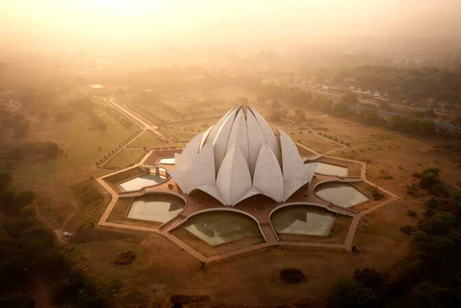 Le Temple du Lotus, lieu de culte baha'i près de Delhi, en Inde