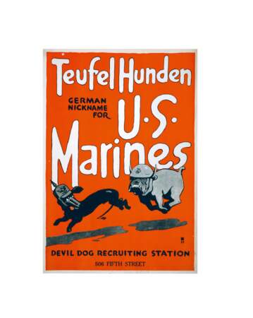 « Teufel Hunden (surnom des Allemands pour les Marines). » Artiste inconnu. 1917, États-Unis