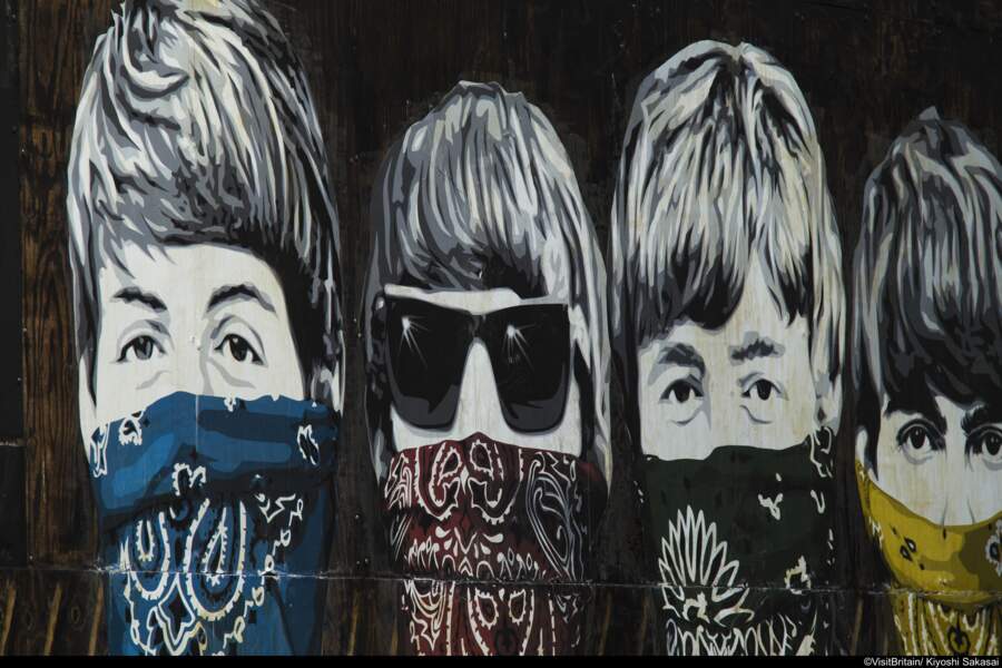 Fresque des Beatles. New Oxford Street, Londres