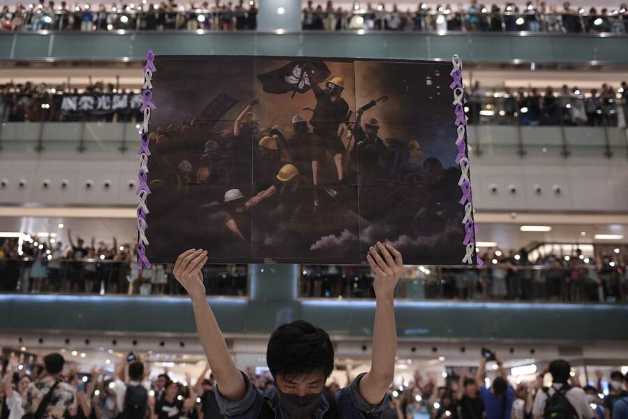 Manifestant dans le district de Sha Tin à Hong Kong le 11 septembre 2019 - Catégories "Histoire de l'année" et "Infos générales" (série)