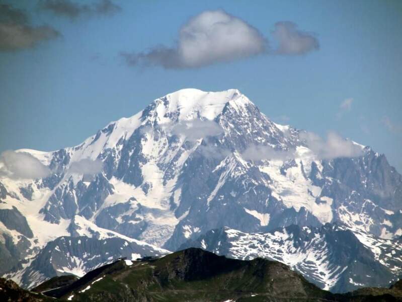 Le sommet du Mont-Blanc, plus haute montagne du massif des Alpes (Haute-Savoie, Rhône-Alpes).