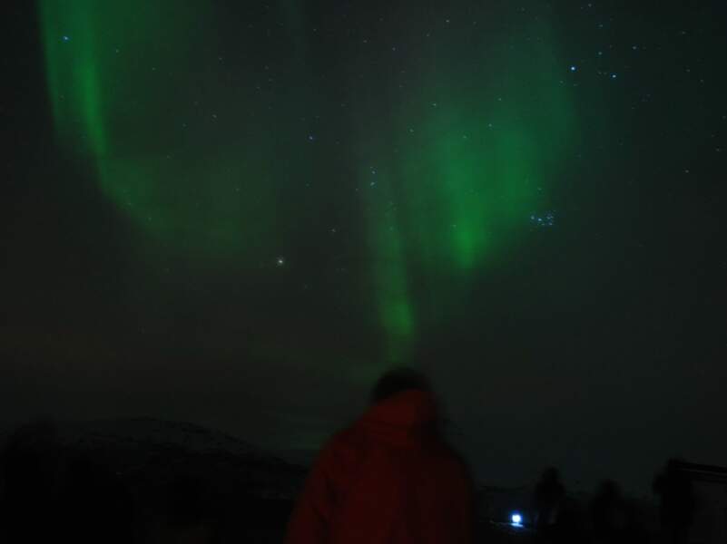 Aurore polaire aperçue lors d’une excursion organisée par l’agence Artic Guide Service, dans la région de Tromsø, en Norvège. 
