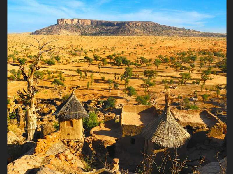 La brousse et le piton rocheux appelé "les Trois Youga”, face au village de Yendouma