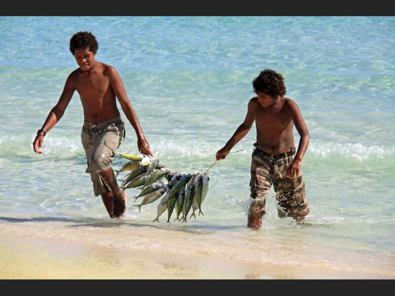 Maquereaux sortis de l'eau, à Ouvéa, en Nouvelle-Calédonie