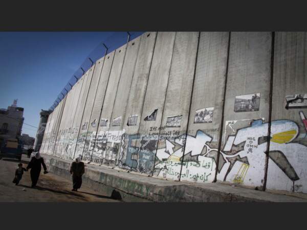 Le mur de séparation entre Israël et la Palestine, long de plus de 700 km. Ici à Bethléem, en Cisjordanie.
