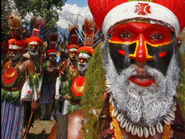 Guerriers Kunga à Mount Hagen, Papouasie-Nouvelle-Guinée