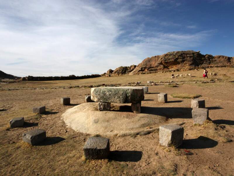 La roca sagrada, sur l'Isla del Sol, dans la province d'Ingavi, en Bolivie