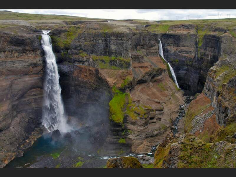 La cascade Háifoss, proche du volcan Hekla, au sud de l'Islande.