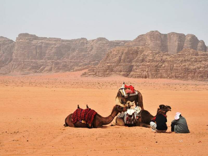 Pause dans le désert du Wadi Rum, Jordanie