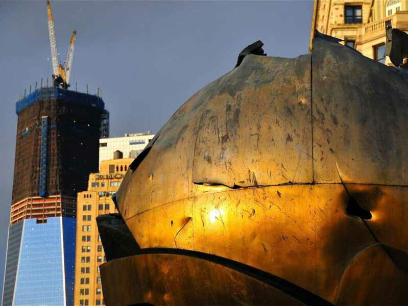 La sphère de l'ancien World Trade Center, à New York, aux Etats-Unis.