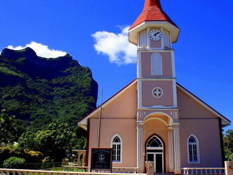 L’église évangélique de Vaitape, à Bora Bora, en Polynésie française