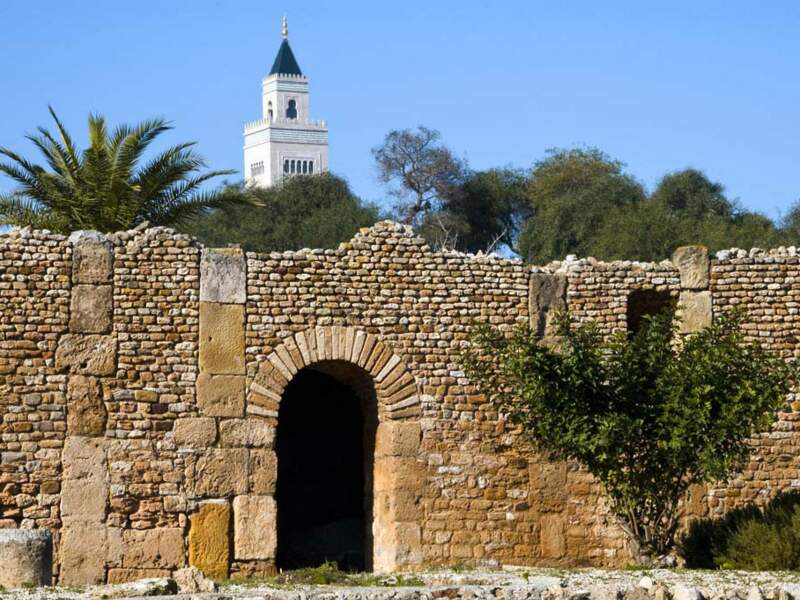 L'enceinte du parc des « villas romaines » de Carthage, gouvernorat de Tunis, en Tunisie
