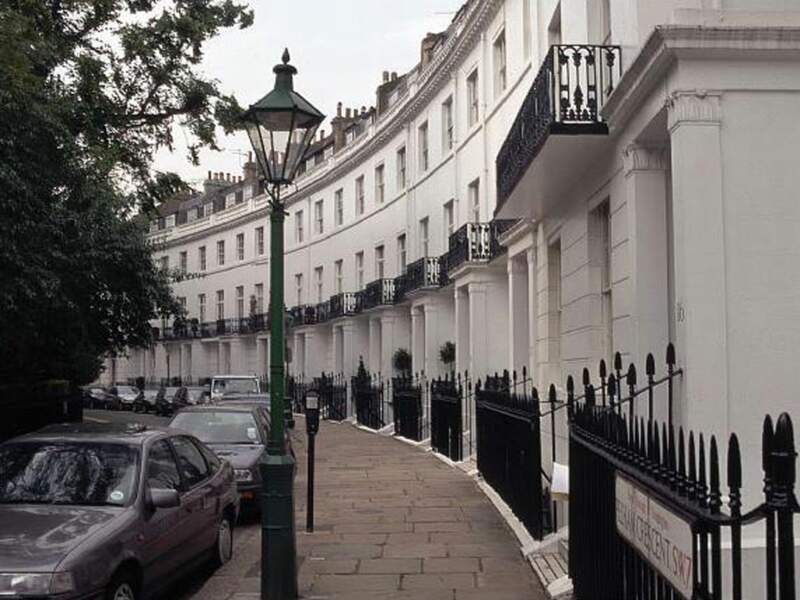 Les façades victoriennes du quartier de Chelsea, à Londres (Grande-Bretagne).