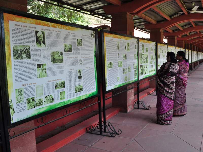 L'exposition consacrée à l'histoire indienne dans le mémorial de Gandhi, à Delhi, en Inde.