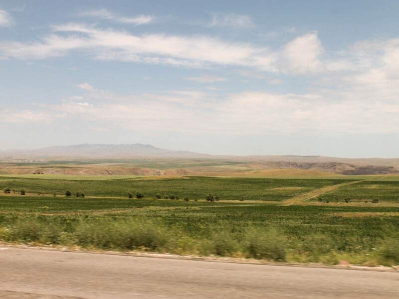 Des plaines à perte de vue sur la route entre Samarcande et Tachkent, en Ouzbékistan