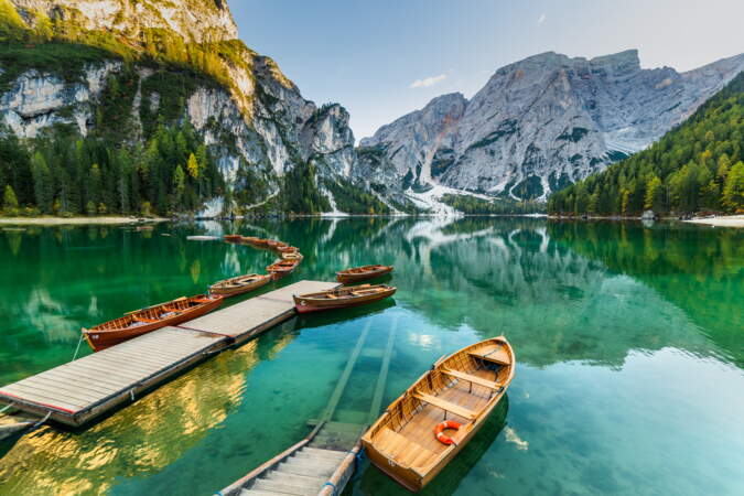 Tableau Panorama Lac de Braies Italie 30x21 cm - Imprimée sur Toile