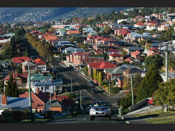 West Hobart, le quartier où vivent la plupart des scientifiques rencontrés pour le reportage, à Hobart, en Tasmanie (Australie).