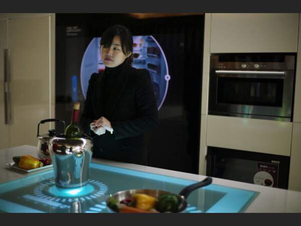La cuisine hyper-connectée mise au point par LG, à Séoul, en Corée du Sud.