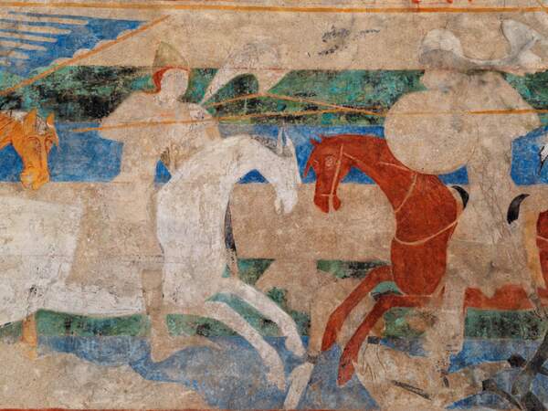 Fresque dans le château comtal de Carcassonne, dans le Languedoc-Roussillon