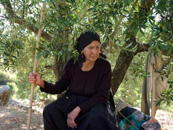 Angela, 89 ans, se repose parmi ses oliviers, près de Villagrande, en Sardaigne