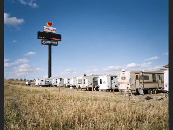 Camping pour la main d'oeuvre peu qualifiée à Williston dans le Dakota du Nord, aux Etats-Unis