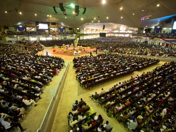 Vue générale de la Winners’ Chapel, à Lagos, au Nigeria