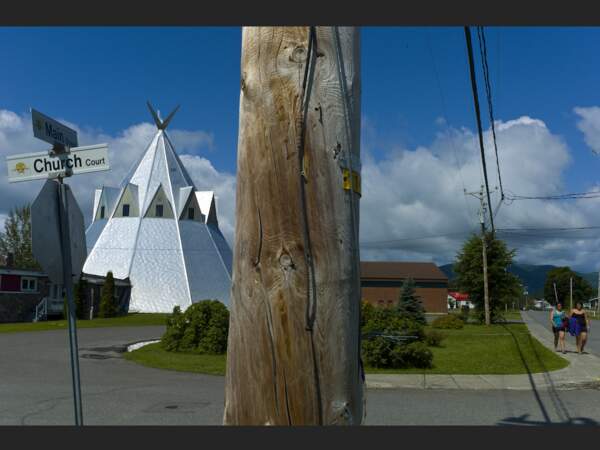 Eglise dans le village de Gesgapegiag en Gaspésie, au Québec